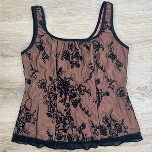 🎁 VINTAGE Y2K J.T.B. Floral Lace Velvet Mesh Overlay Tank Top Going Out Top